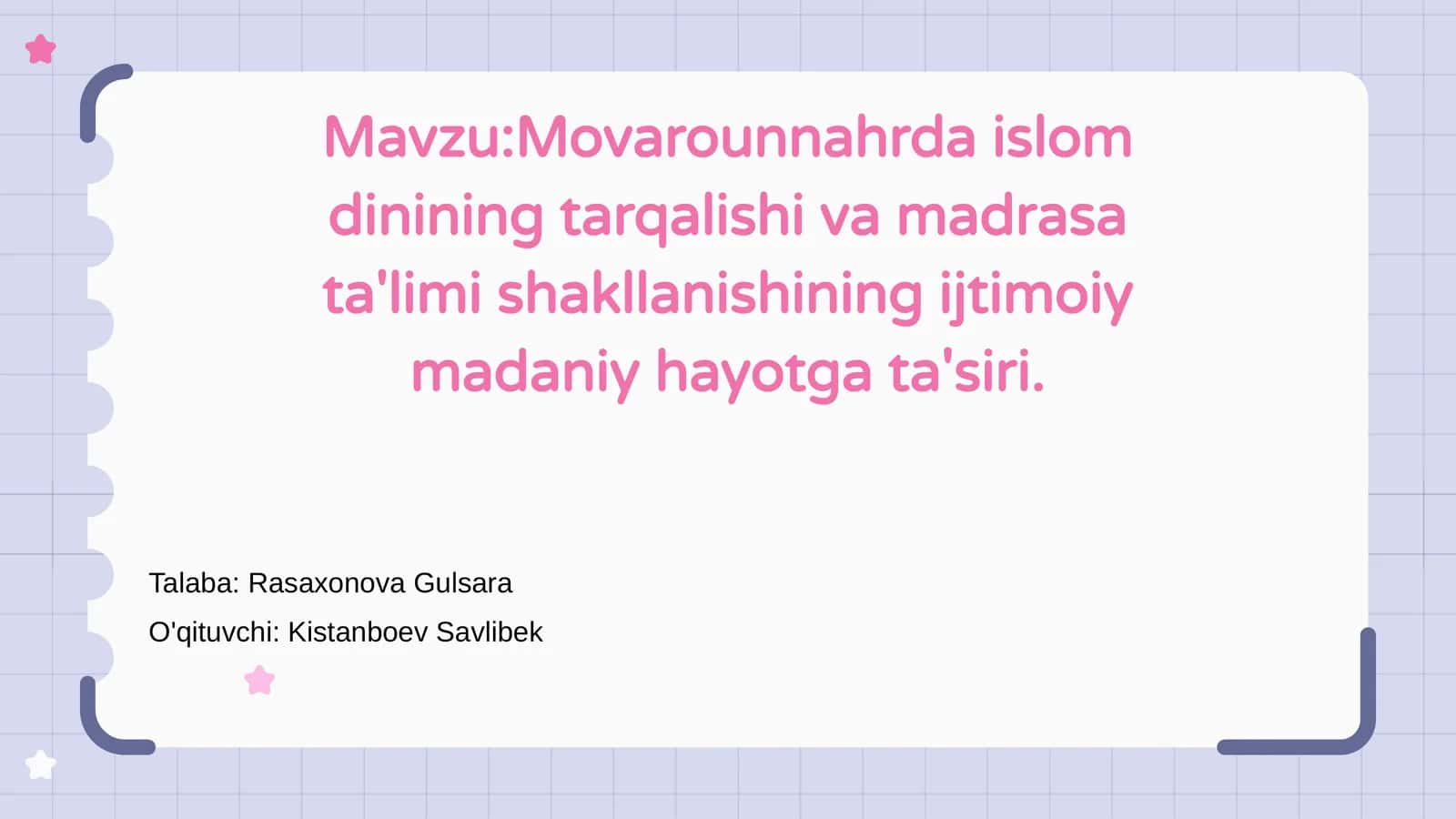 Movarounnahrda Islom dinining tarqalishi va madrasa ta'limi shakllanishining ijtimoiy madaniy hayotga ta'siri 1