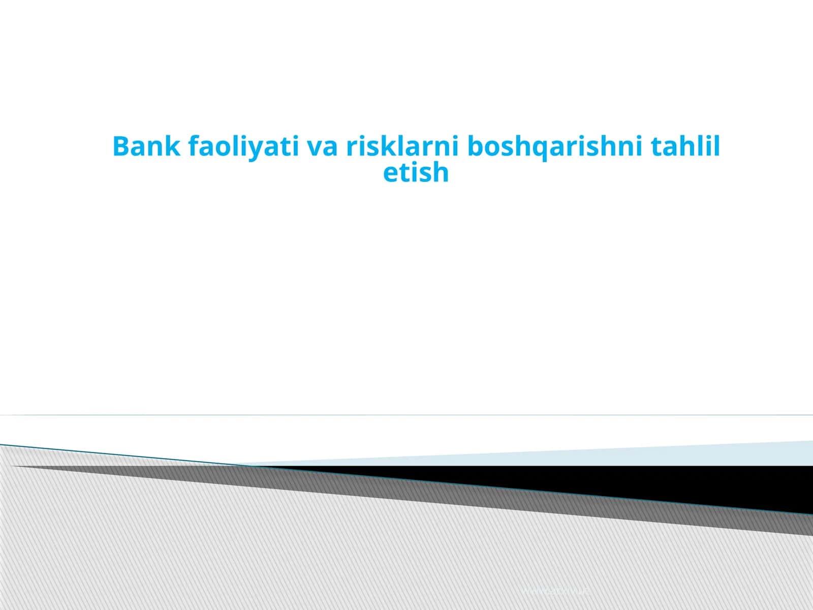 Bank faoliyati va risklarni boshqarishni tahlil etish 1