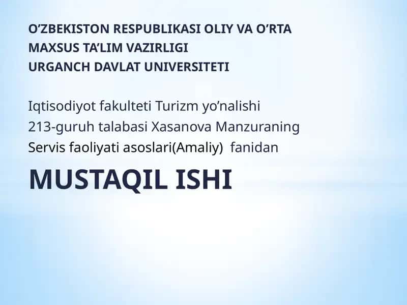Servis faoliyati asoslari 1