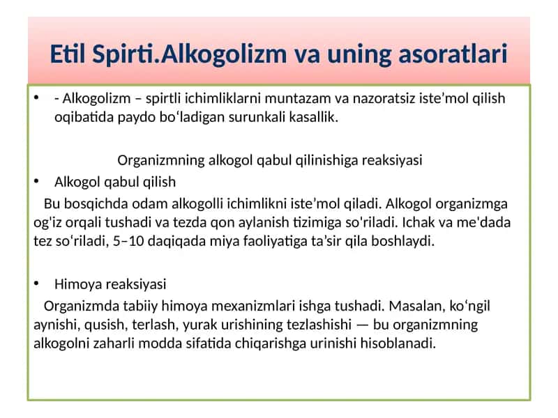 Alkogolizm va uning asoratlari 1