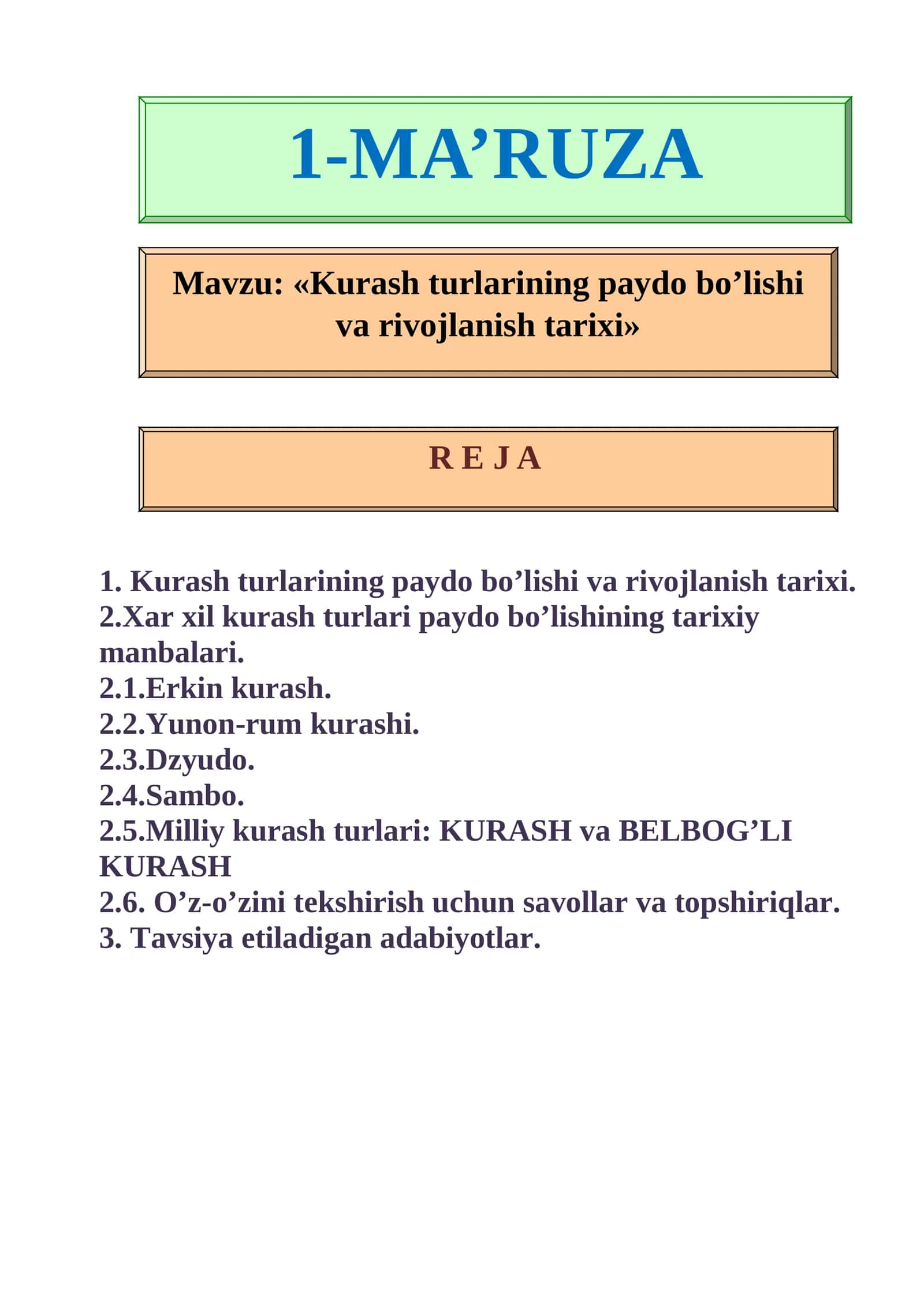 Kurash turlarining paydo bo’lishi va rivojlanish tarixi 1