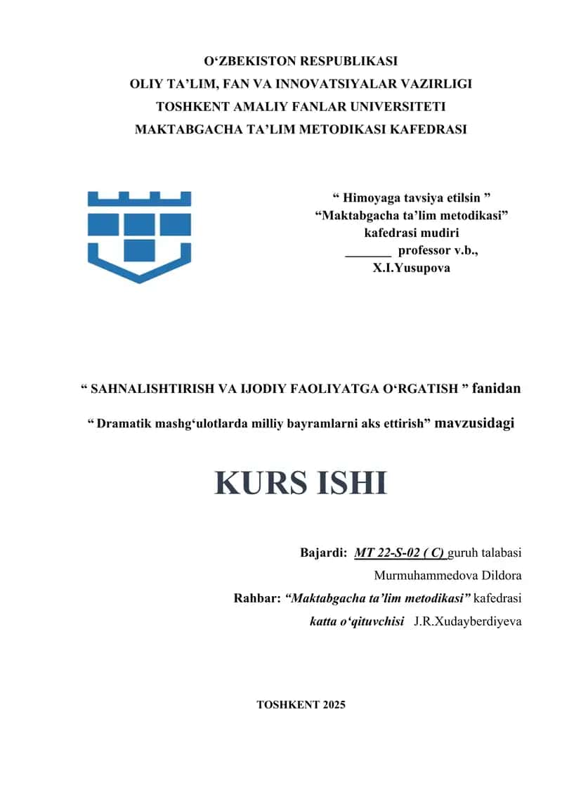 Dramatik mashgʻulotlarda milliy bayramlarni aks ettirish. 1