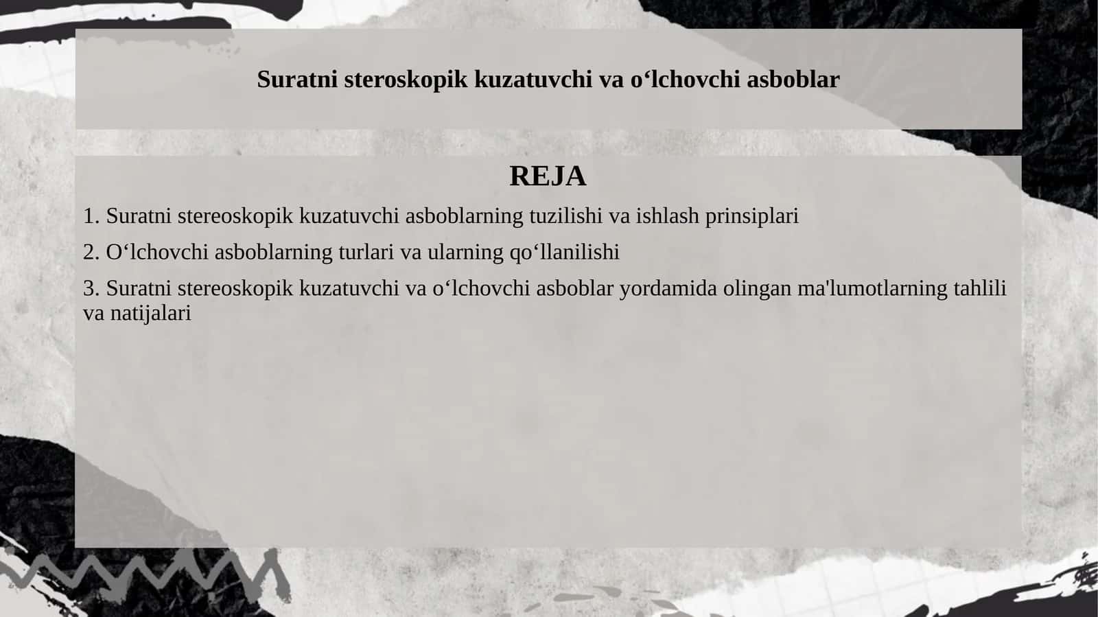 Suratni steroskopik kuzatuvchi va oʻlchovchi asboblar1 1