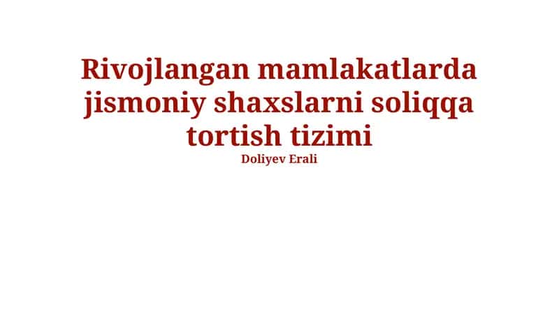 Soliq tizimining asosiy elementlari va tamoyillari 1