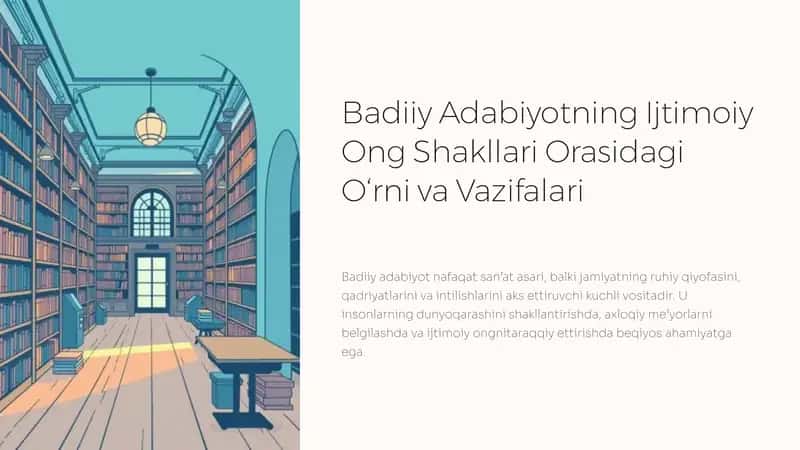 Badiiy Adabiyotning Ijtimoiy Ong Shakllari Orasidagi O‘rni va Vazifalari 1