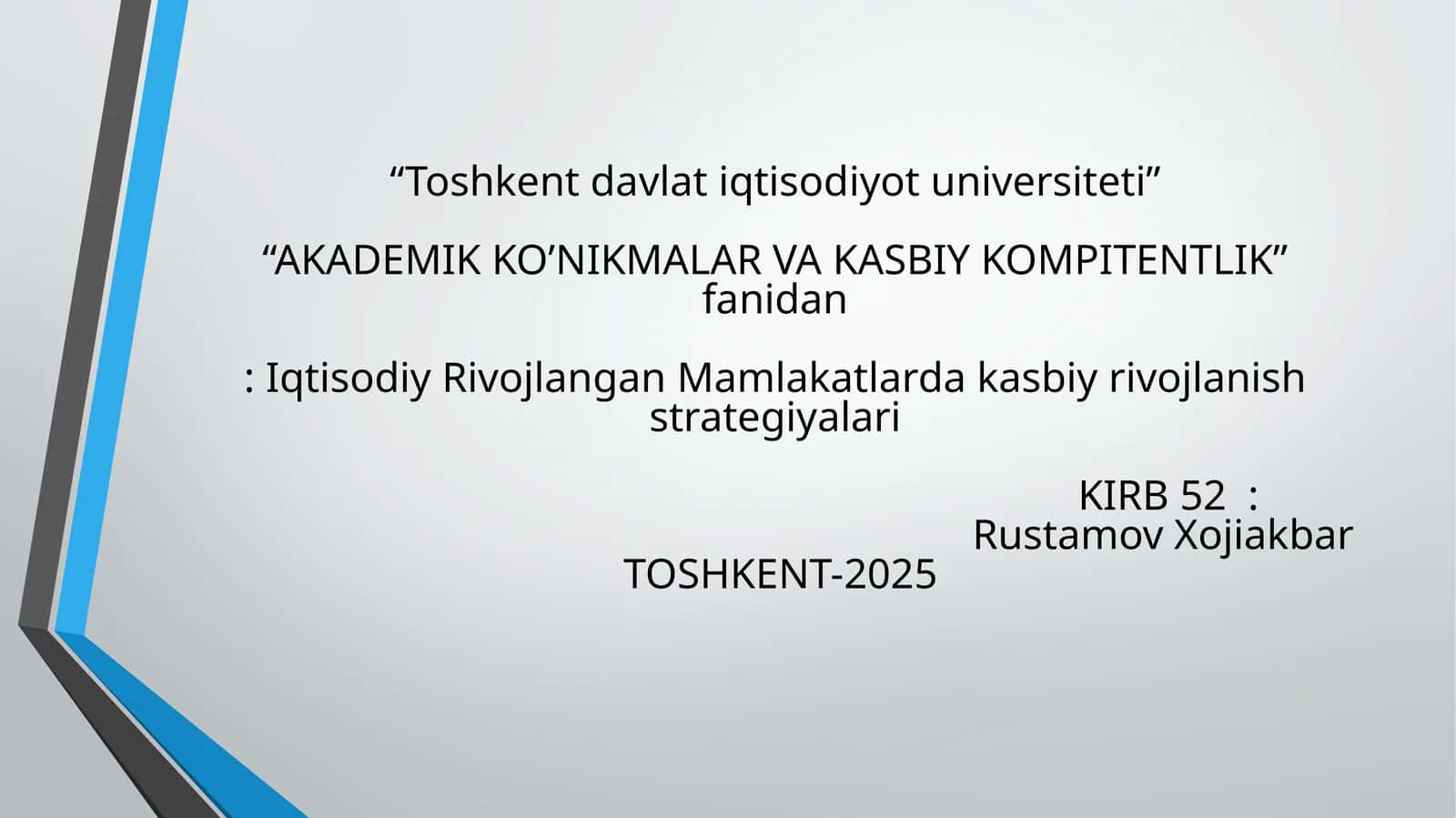 AKADEMIK KO’NIKMALAR VA KASBIY KOMPITENTLIK 1