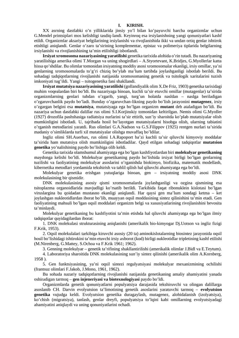 Irsiyat Genetika Tarixi 1