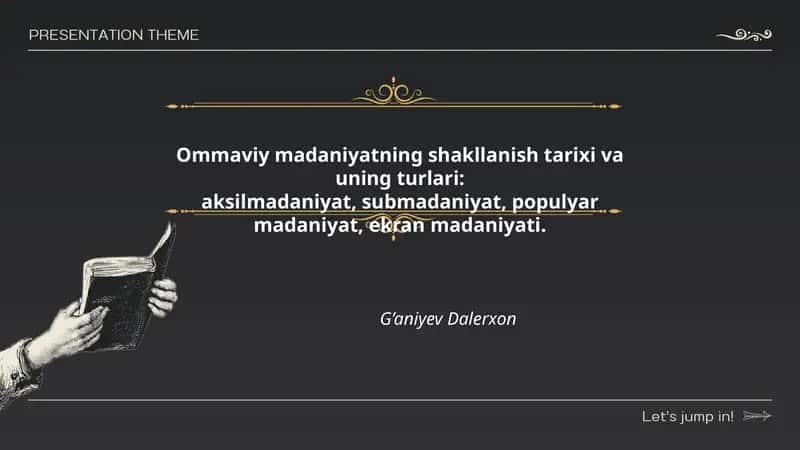 Ommaviy madaniyatning shakllanish tarixi va uning turlari 1