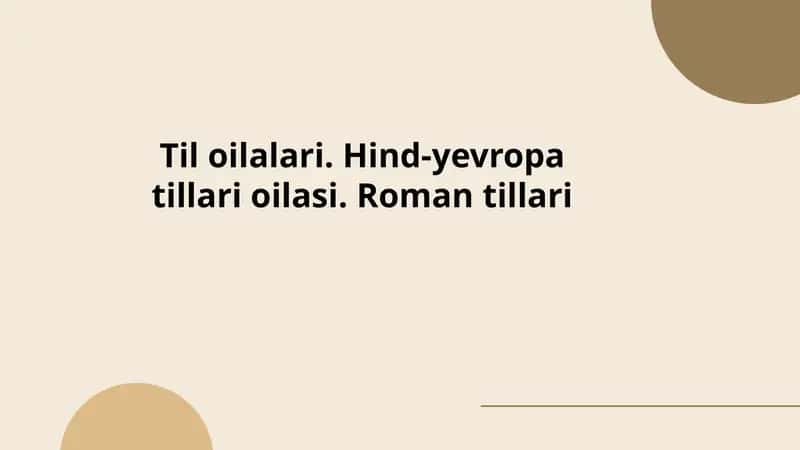 Til oilalari. Hind-yevropa tillari oilasi. Roman tillari 1