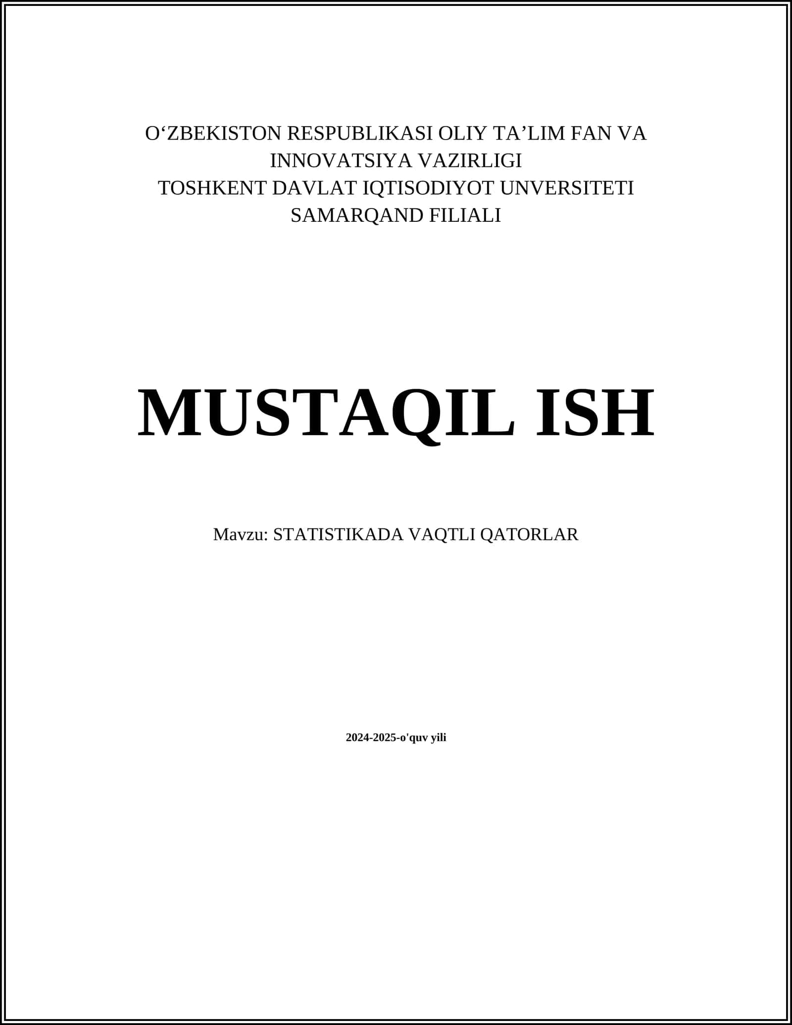 STATISTIKADA VAQTLI QATORLAR 1