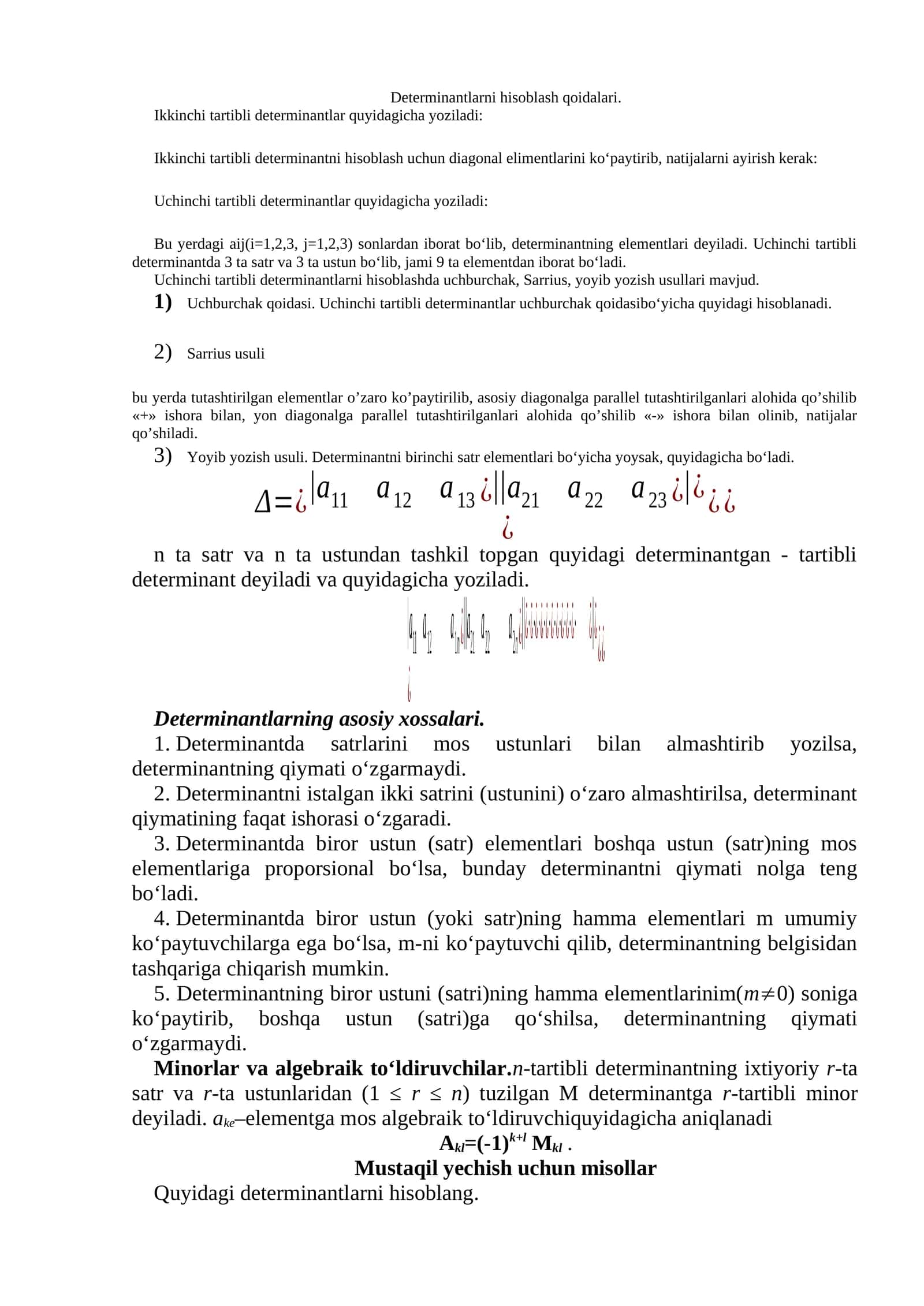 Uchinchi tartibli determinantlar 1