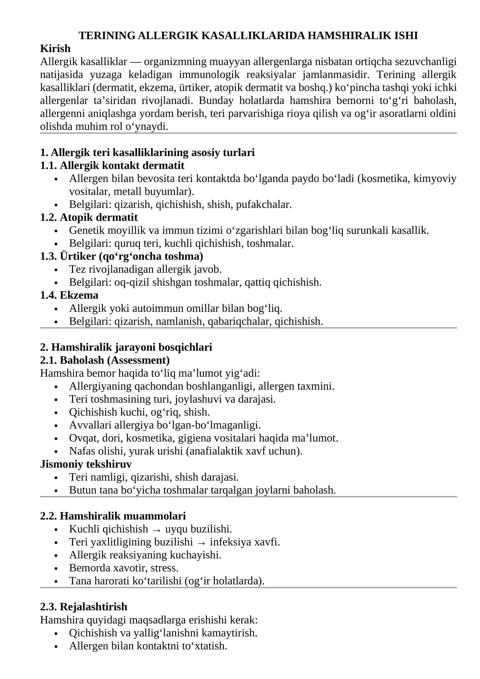 Allergik kasalliklarida hamshiralik ishi 1