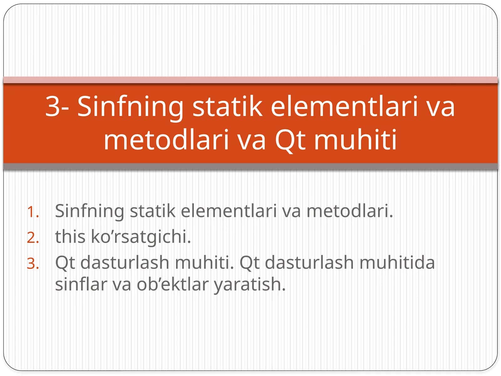 Sinfning statik elementlari va metodlari 1