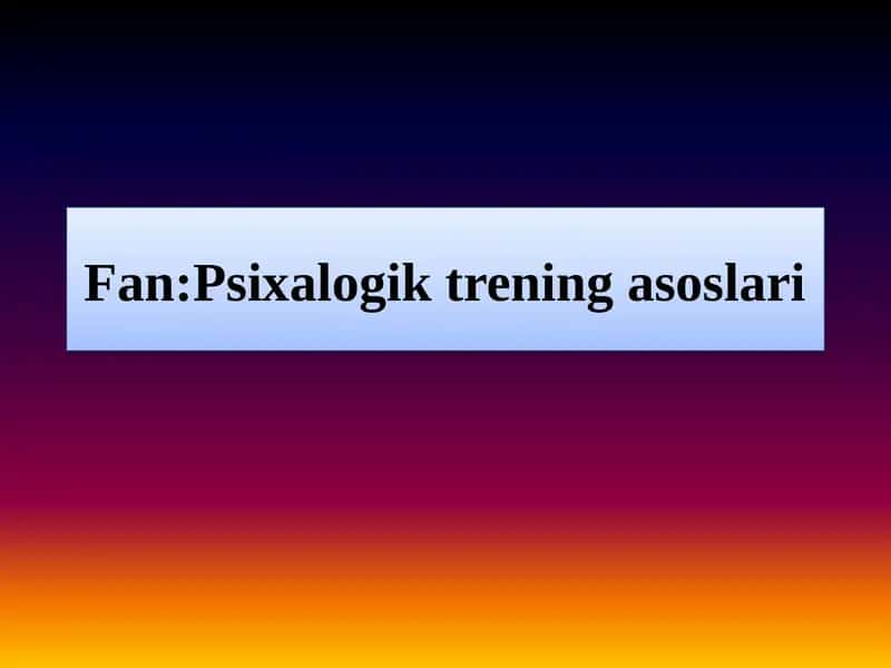 Stresni bartaraf etuvchi treninglar 1