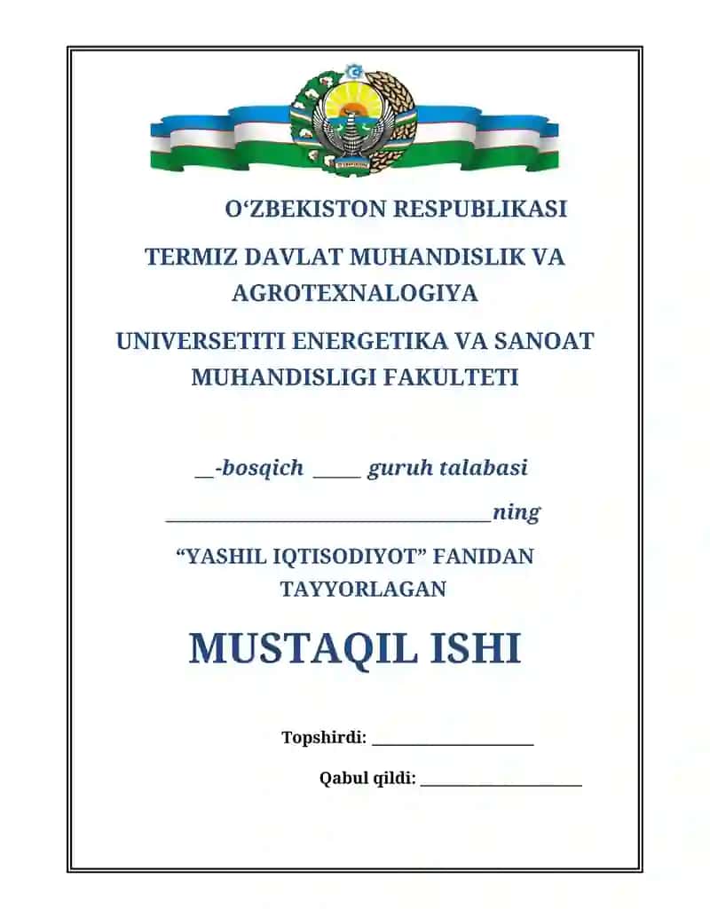 YASHIL ISH O‘RINLARINI YARATISH
