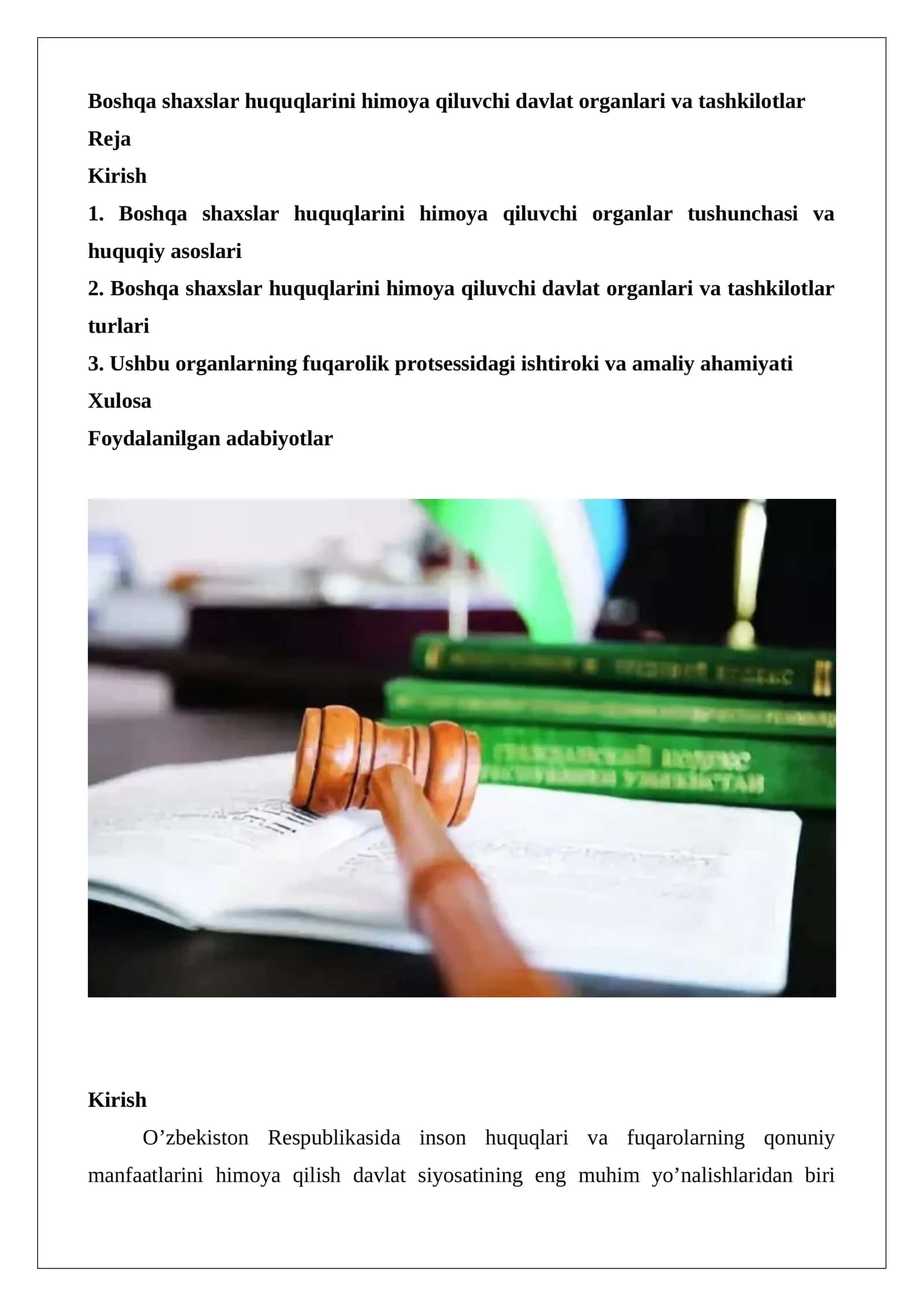Boshqa shaxslar huquqlarini himoya qiluvchi davlat organlari va tashkilotlar 1
