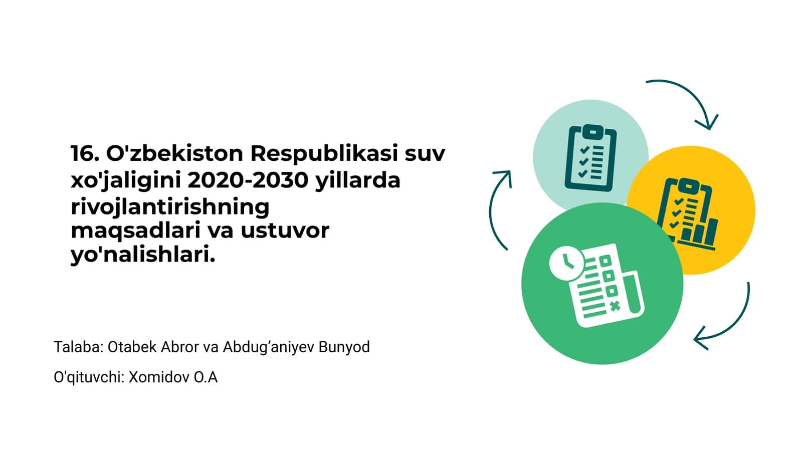 O'zbekiston Respublikasi suv xo'jaligini 2020-2030 yillarda rivojlantirishning maqsadlari va ustuvor yo'nalishlari 1