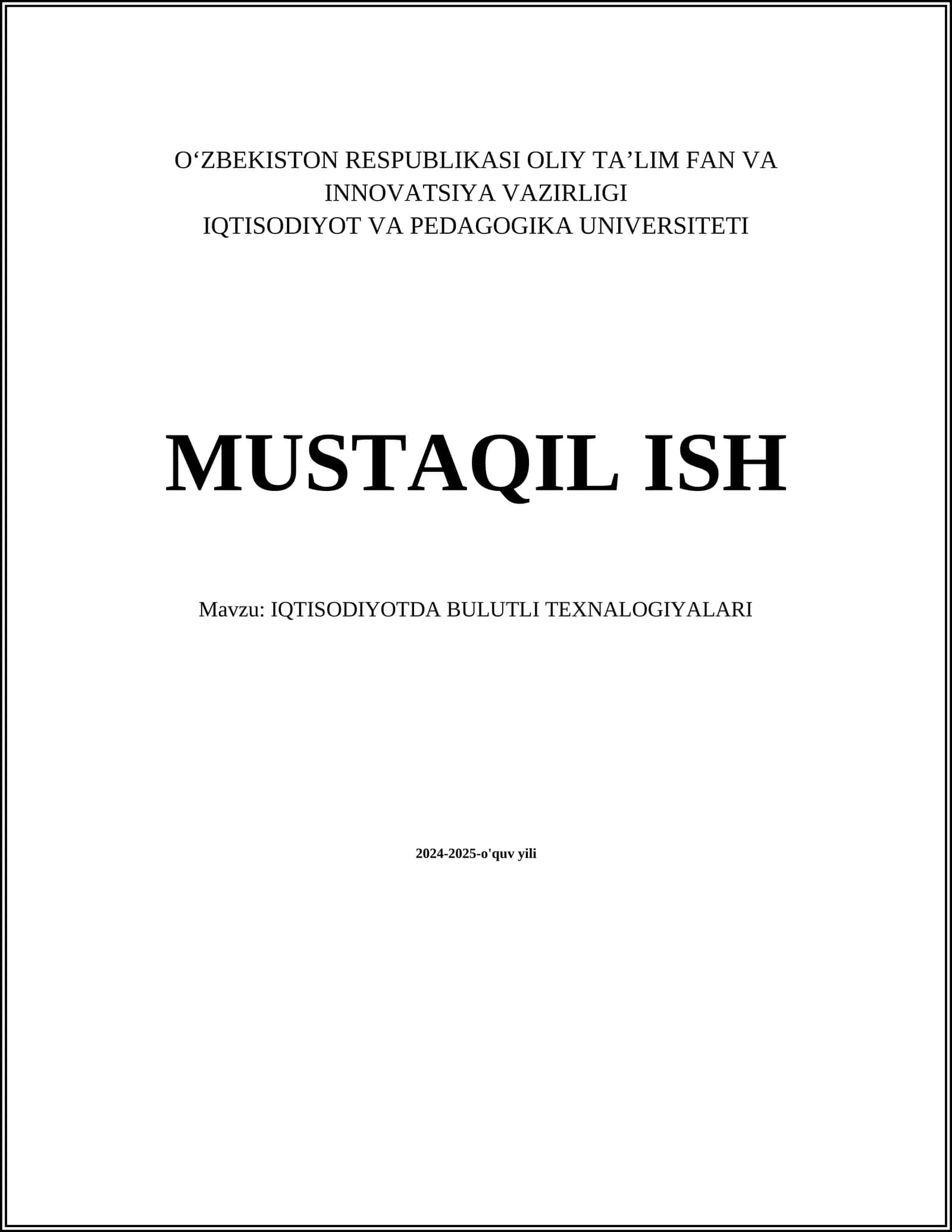Bulutli hisoblash asoslari 1