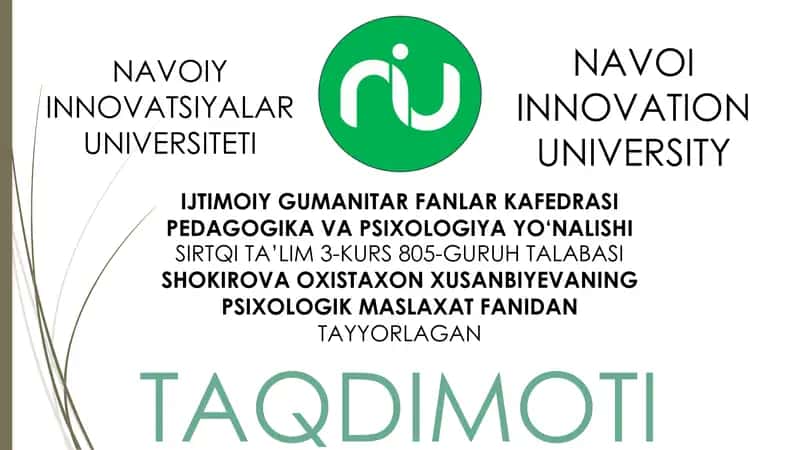 Psixologik maslahatda "Mijoz" va "Konsultant" tushunchalarining o'ziga xos jihatlari 1
