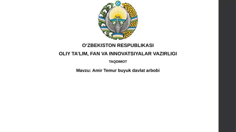 Amir Temur Buyuk Davlat Arbobi 1