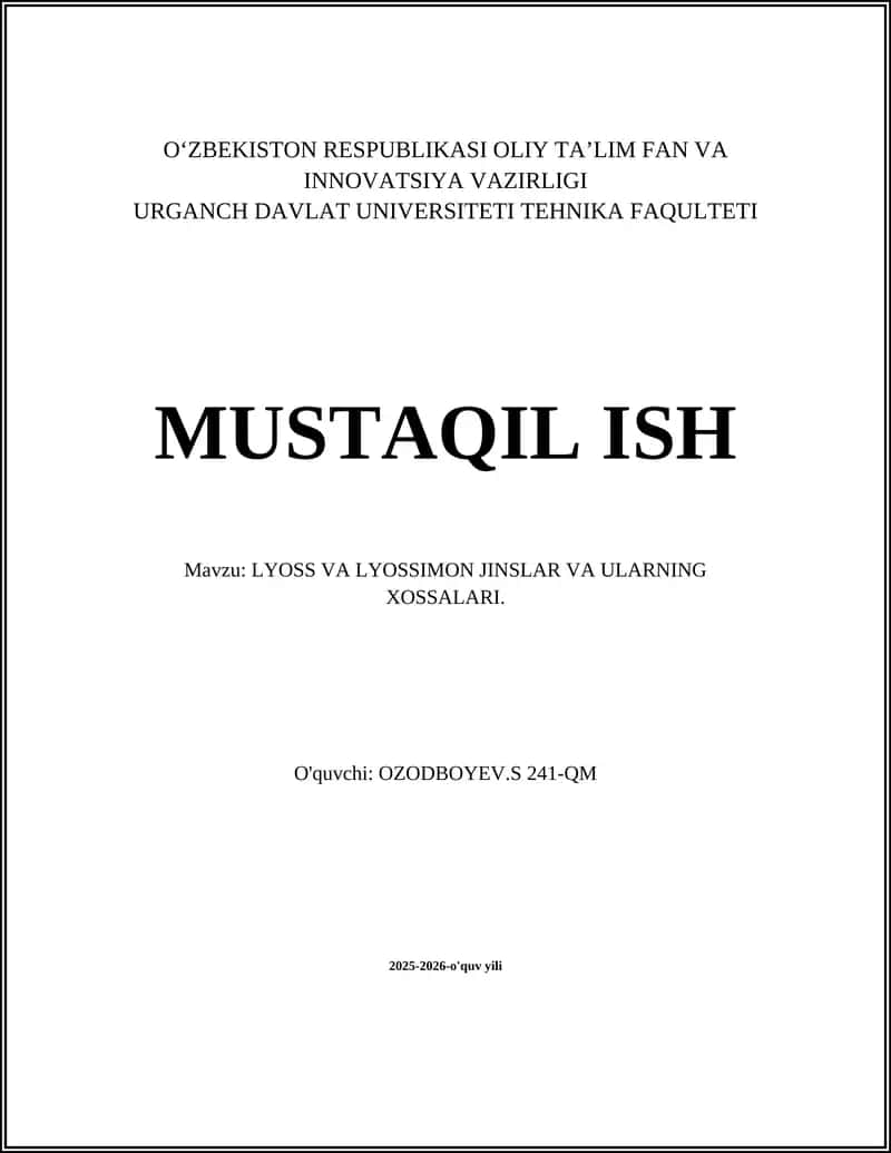 Lyoss va Lyossimon jinslar va ularning xossalari 1
