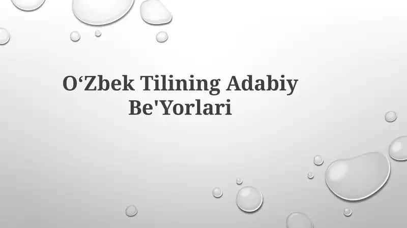 Oʻzbek Tilining Adabiy Be'Yorlari 1
