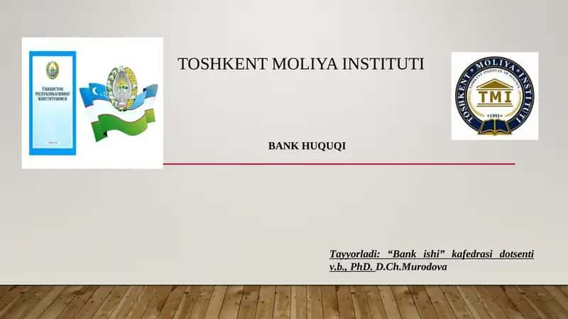 BANK OPERATSIYALARI VA BANK BITIMLARI, BANKLARDA HISOB-QITOB MUNOSABATLARINING HUQUQIY ASOSLARI 1