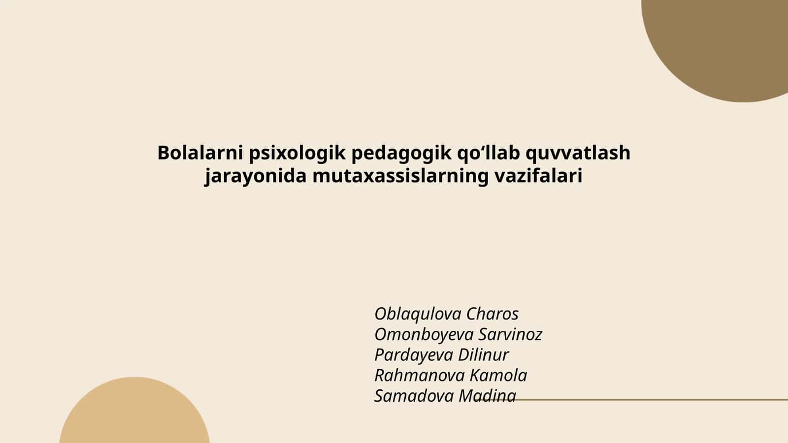 Bolalarni psixologik pedagogik qoʻllab quvvatlash jarayonida mutaxassislarning vazifalari 1