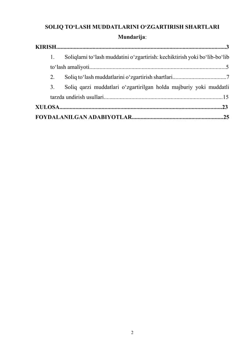 SOLIQ TO‘LASH MUDDATLARINI O‘ZGARTIRISH SHARTLARI 1