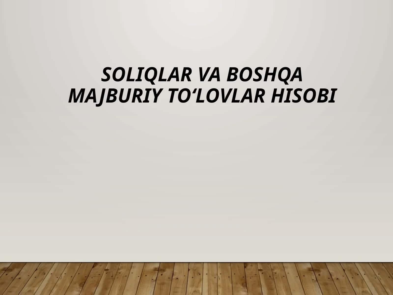 Soliqlar va boshqa majburiy to‘lovlar hisobi 1