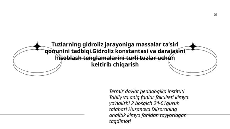 Tuzlarning Gidroliz Jarayoniga Massalar Taʼsiri Qonunini Tadbiqi 1