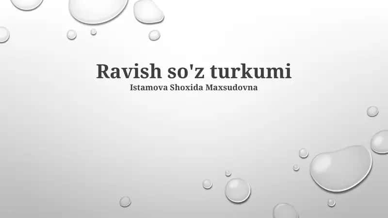 Ravish so'z turkumi 1