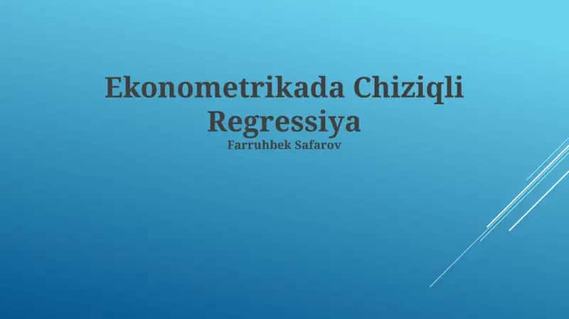 Ekonometrikada Chiziqli Regressiya 1