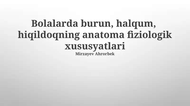 Bolalarda Burun Anatomiyasi 1
