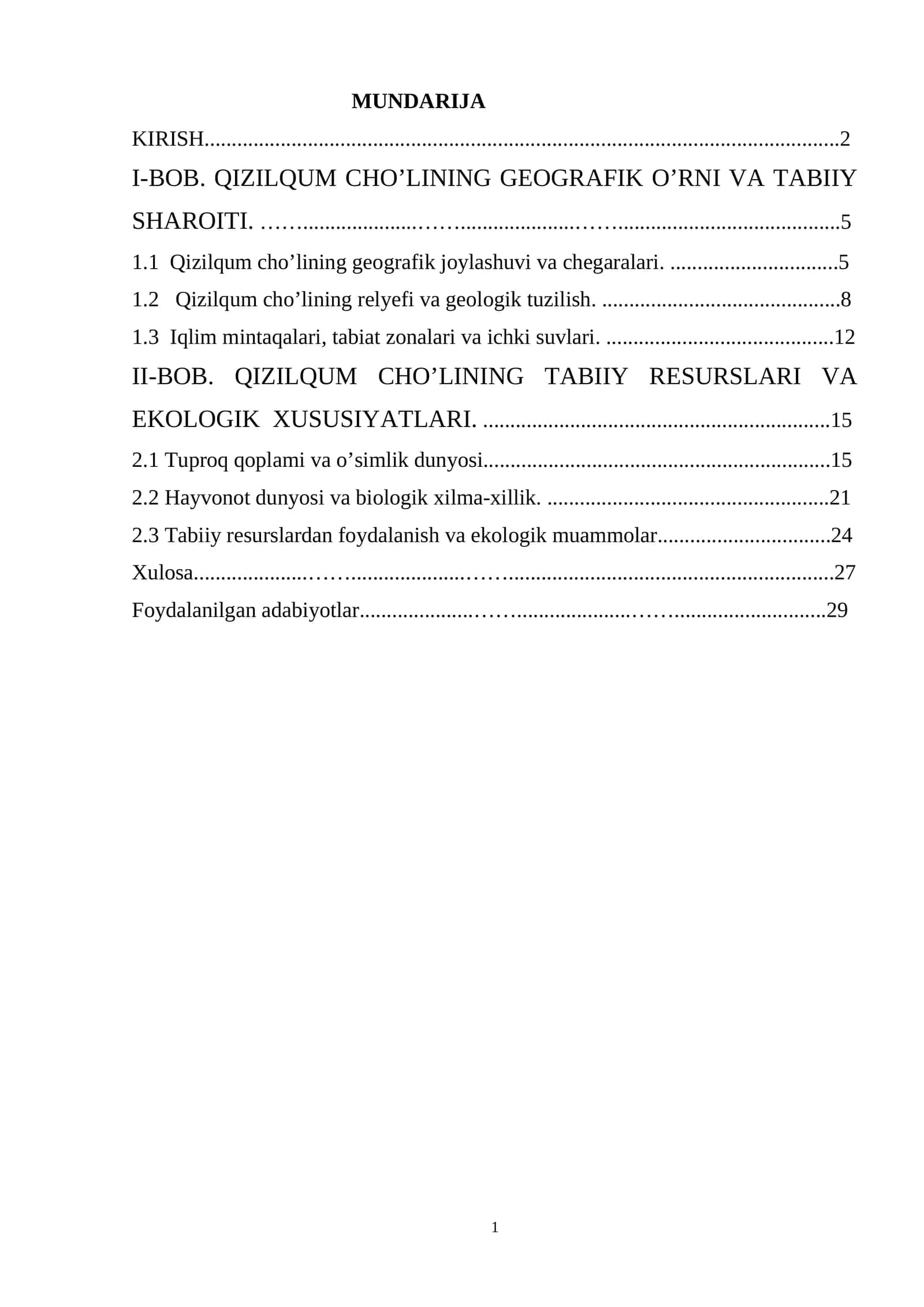 Qizilqum cho’lining geografik o’rni va tabiiy sharoiti 1