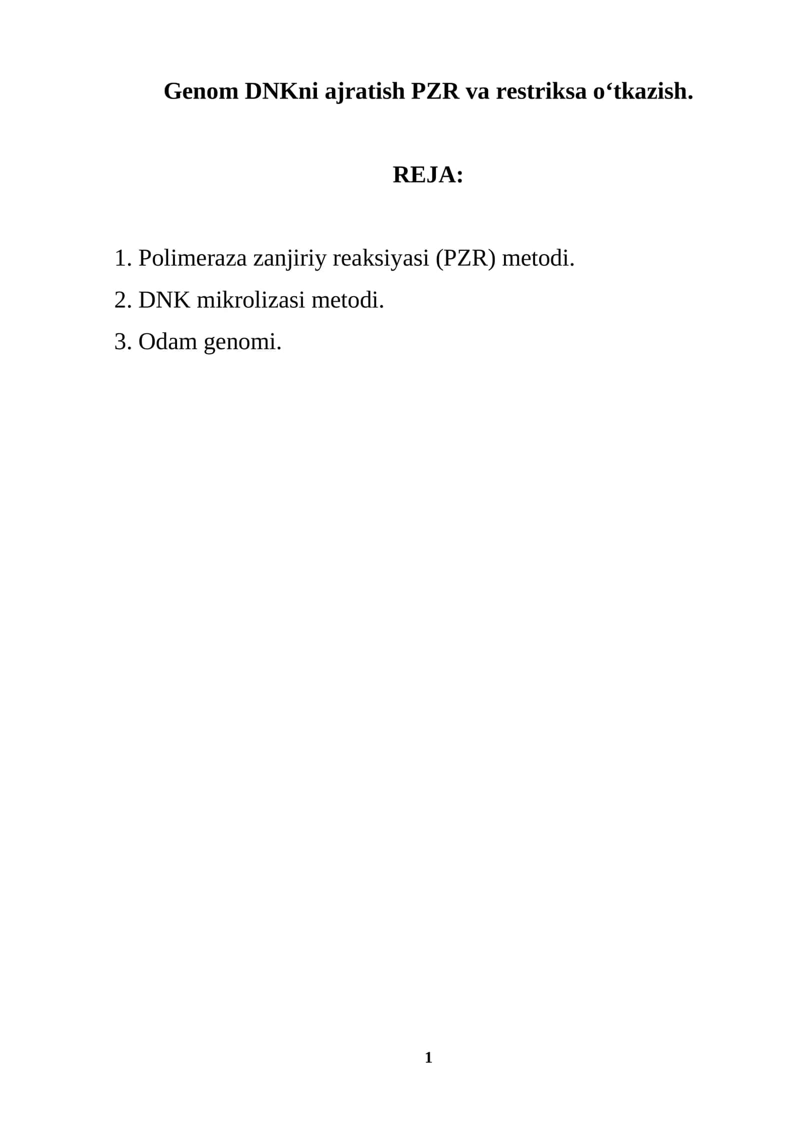 Polimer zanjir reaksiyasi (PZR) 1