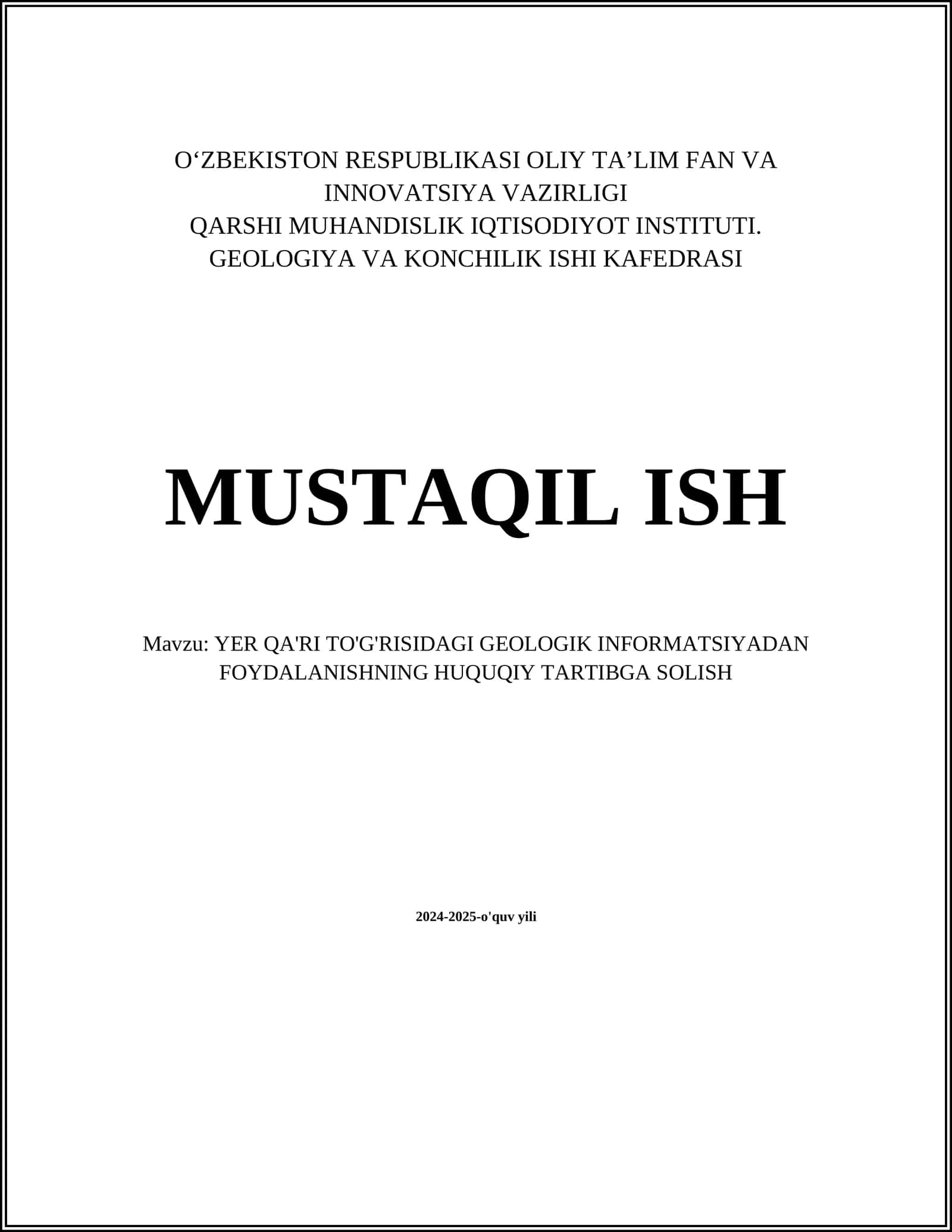 Yer qa'ridagi geologik axborotning huquqiy maqomi 1