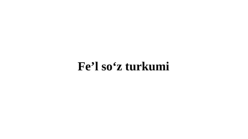 Fe’lso‘zturkumi 1