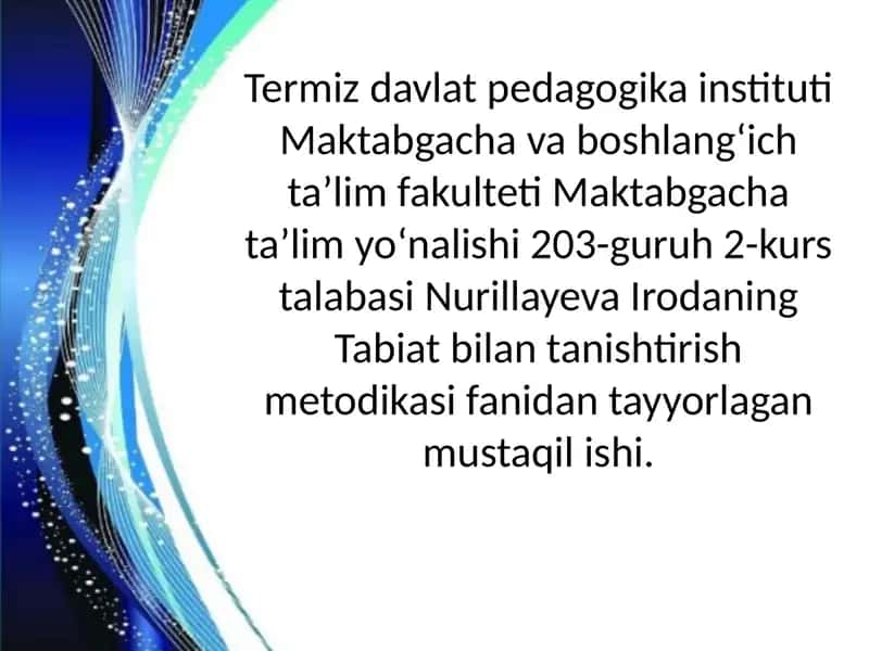 Tabiat bilan tanishtirish metodikasi 1