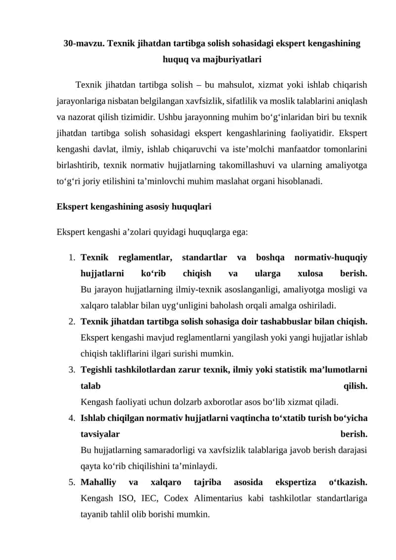 Ekspert kengashining huquq va majburiyatlari 1