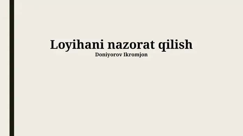 Loyihani nazorat qilish 1