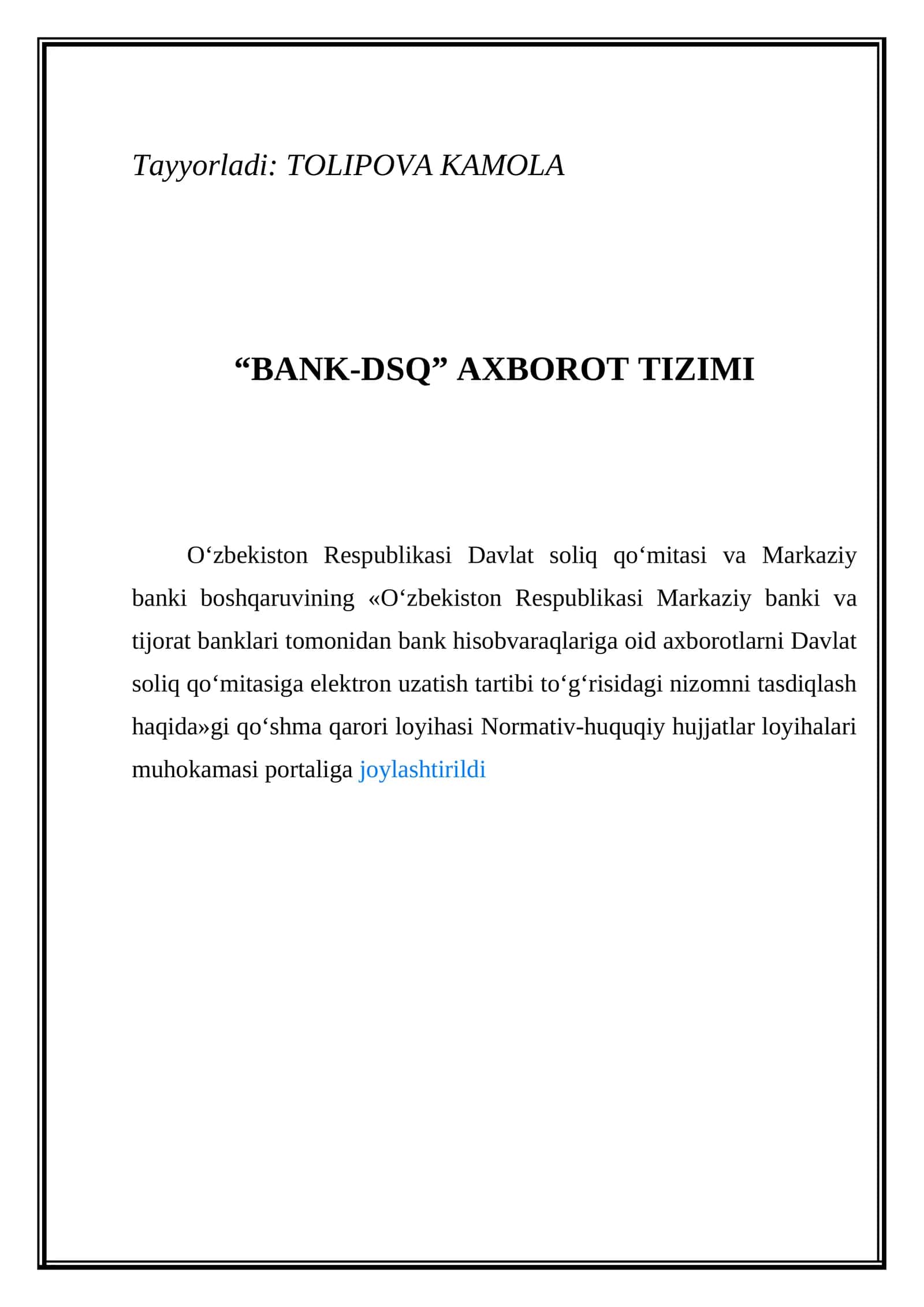 BANK-DSQ AXBOROT TIZIMI 1