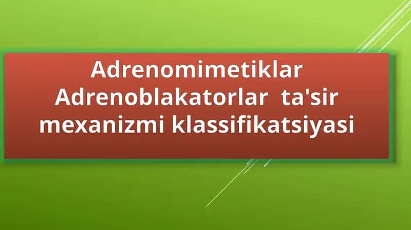 Adrenomimetiklar Adrenoblakatorlarta'sirmexanizmiklassifikatsiyasi 1