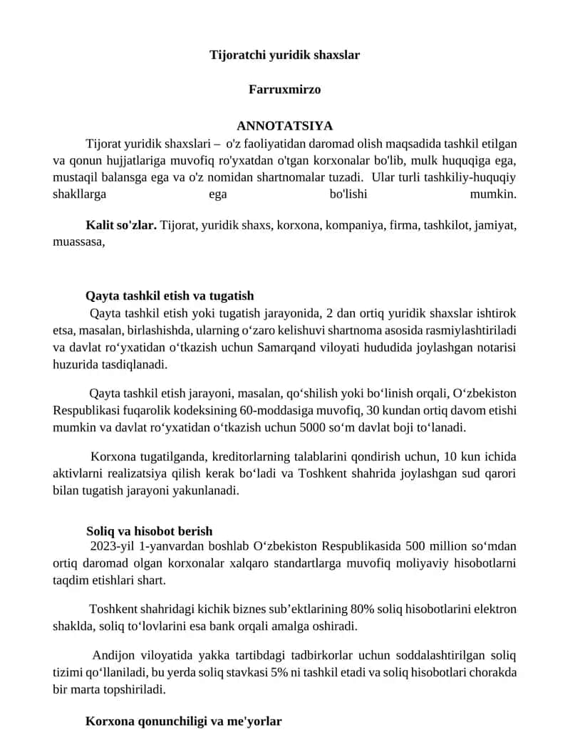 Tijoratchi yuridik shaxslar 1