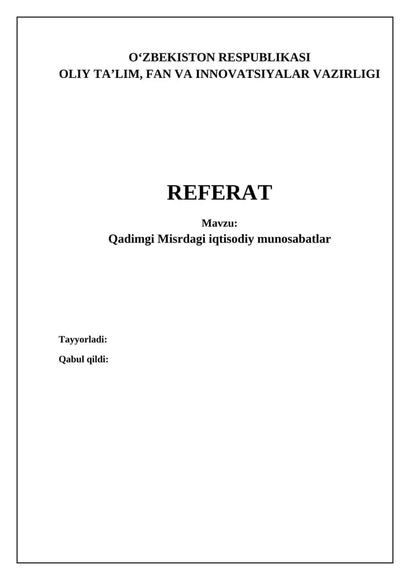 Qadimgi Misrdagi iqtisodiy munosabatlar 1
