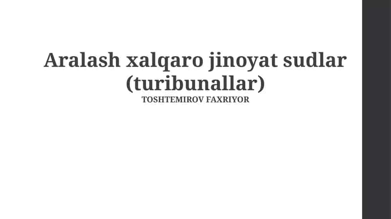 Aralash xalqaro jinoiy sudlar (tribunallar) 1