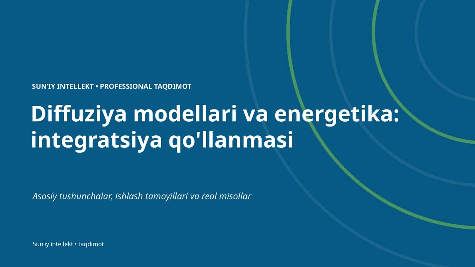 Diffuziya modellari va energetika: integratsiya qo'llanmasi 1