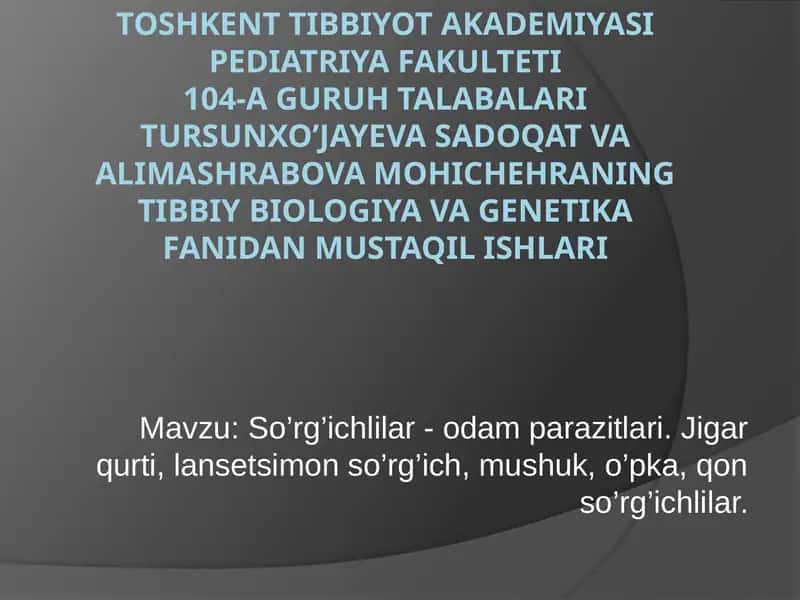 So’rg’ichlilar (Trematodes) sinfi 1