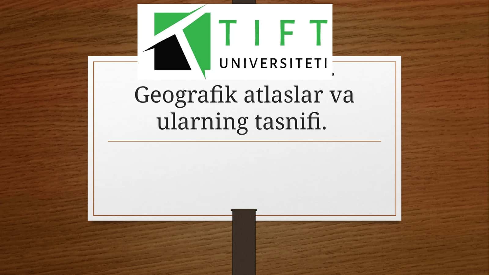 Mavzuli kartalar. Geografik atlaslar va ularning tasnifi 1