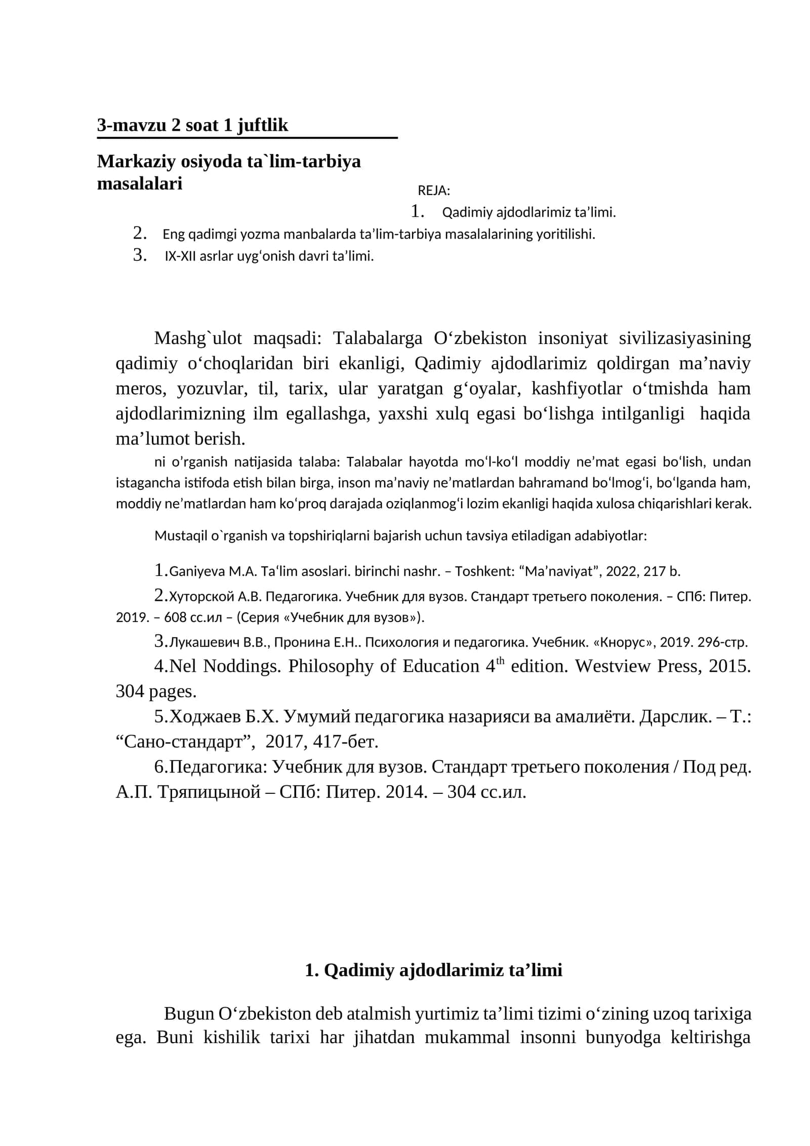 Markaziy osiyoda ta`lim-tarbiya masalalari 1